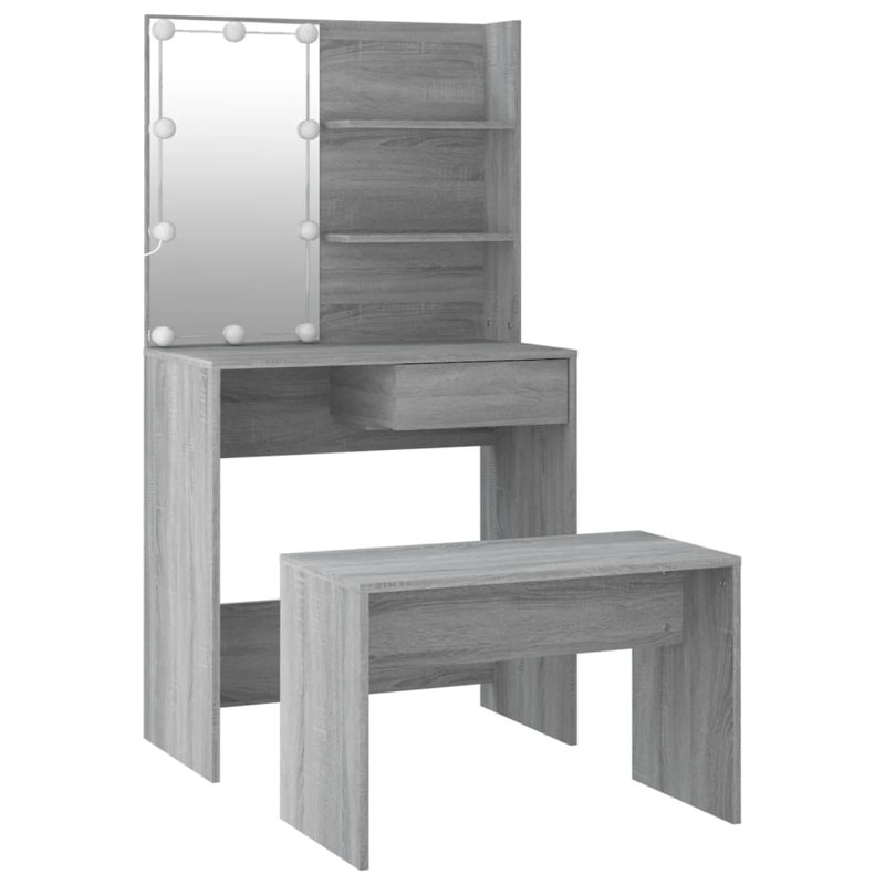 Itamar Dressing Table with Mirror, Light Grey