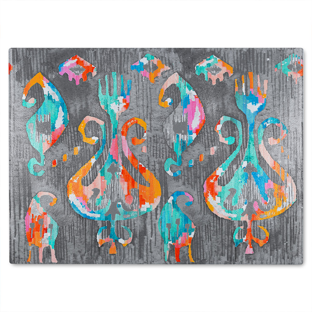 Trendy Tribal Pattern In Watercolour Style Glass Chopping Board