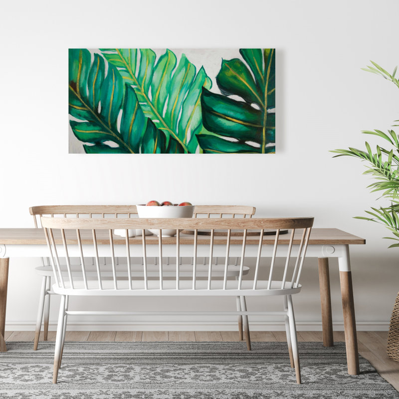 Trois grandes feuilles de plantes exotiques sur toile | Décoration intérieure