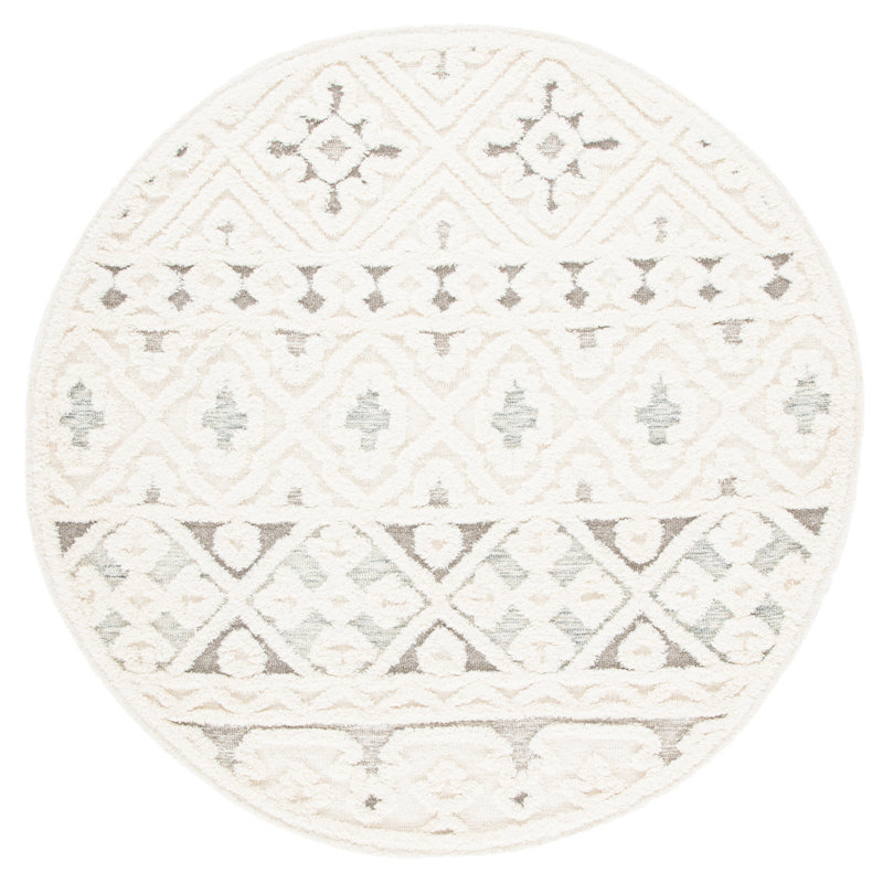 Neillsville Hand Tufted Wool And Cotton With Latex Southwestern Rug, Round 6'