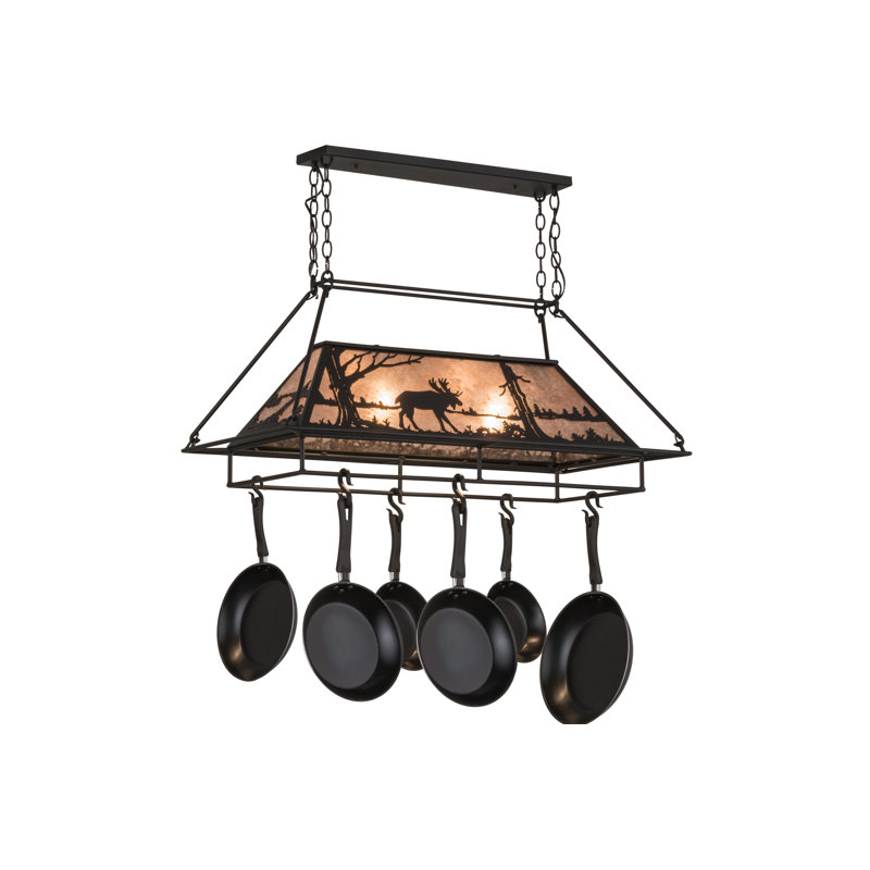 Moose at Lake Handcrafted Hanging Pot Rack, Textured Black
