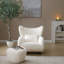 Fauteuil 2p blanc et pour bureau à domicile, espaces variés idéaux, mousse haute densité, fauteuil à oreilles avec structure renforcée avec bureau approprié, rembourrage en mousse confortable