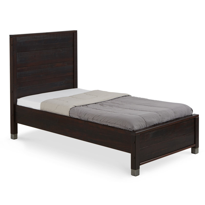 Lanora Solid Wood Panel Bed, Walnut, Twin