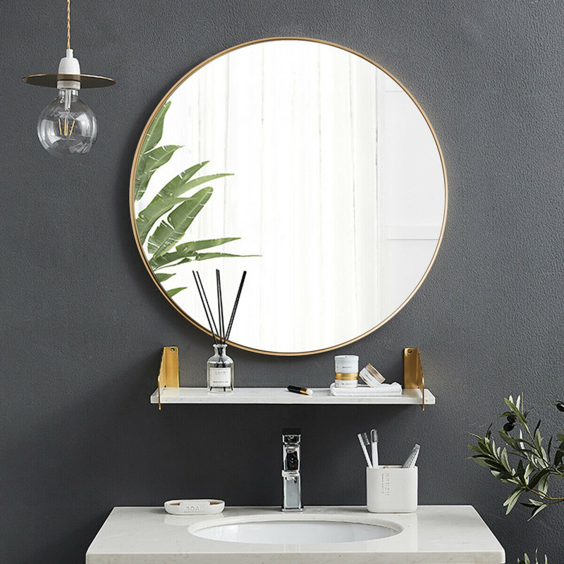 Miroir de salle de bain rond, Or