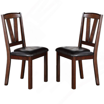Ensemble de 2 chaises de salle à manger avec dossier en bois de noyer foncé