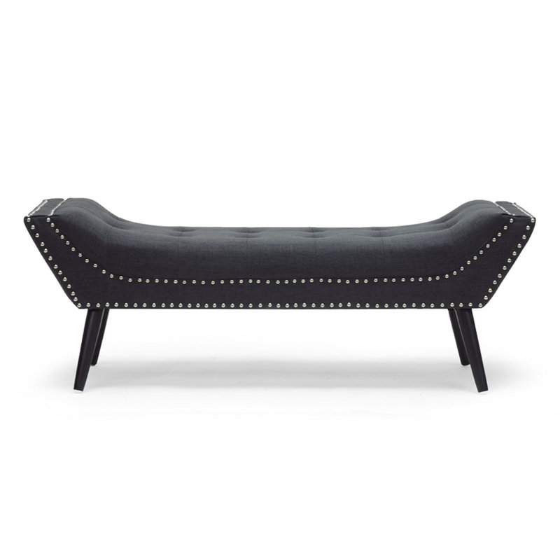 Banc en faux cuir Shanklin, H 17,75 po x l 47 po x P 19 po, Gris