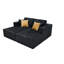 Chaises doubles double rembourrées en velours côtelé, noir, confort instantané, sans assemblage, 76 po de profondeur, 64 de largeur, 34 de hauteur, 132 lb, rembourrage en mousse avec siège coussiné,