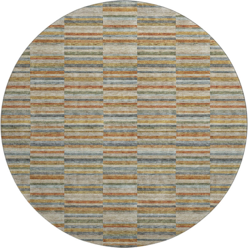 Premium Machine Washable Prisco Paprika Rug, Round 8'