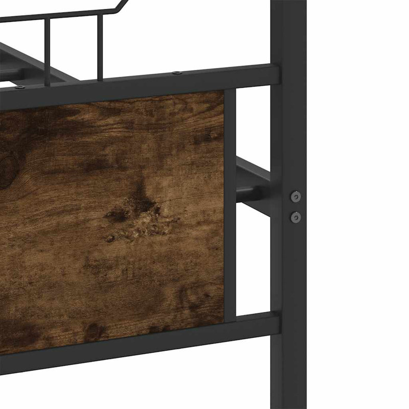 Metal Bed Frame Without Mattress, European Kingsize (160 x 200cm), Smoked Oak
