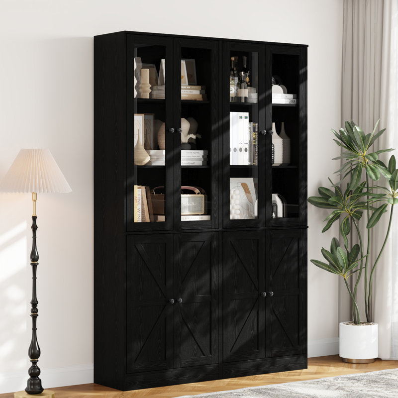 70.9'' H Book Cabinet Storage Bookcase Set, Black
