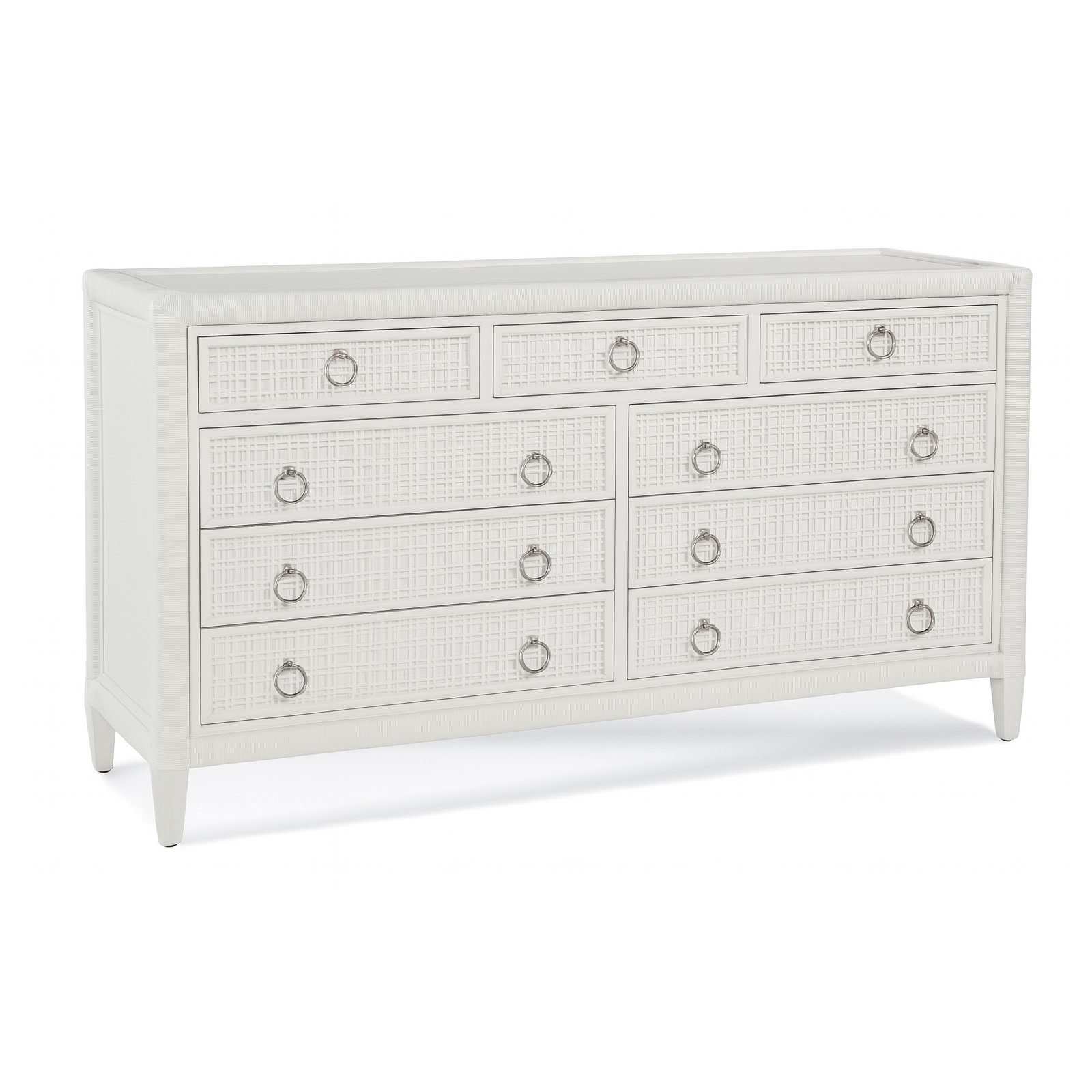 Monterey 9 Drawer 64'' W Dresser, Frost White, Yes, Satin Nickel