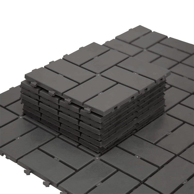 Tuile de terrasse extérieure en plastique, Gris, H 0,75 po x L 12,25 po x l 12,25 po