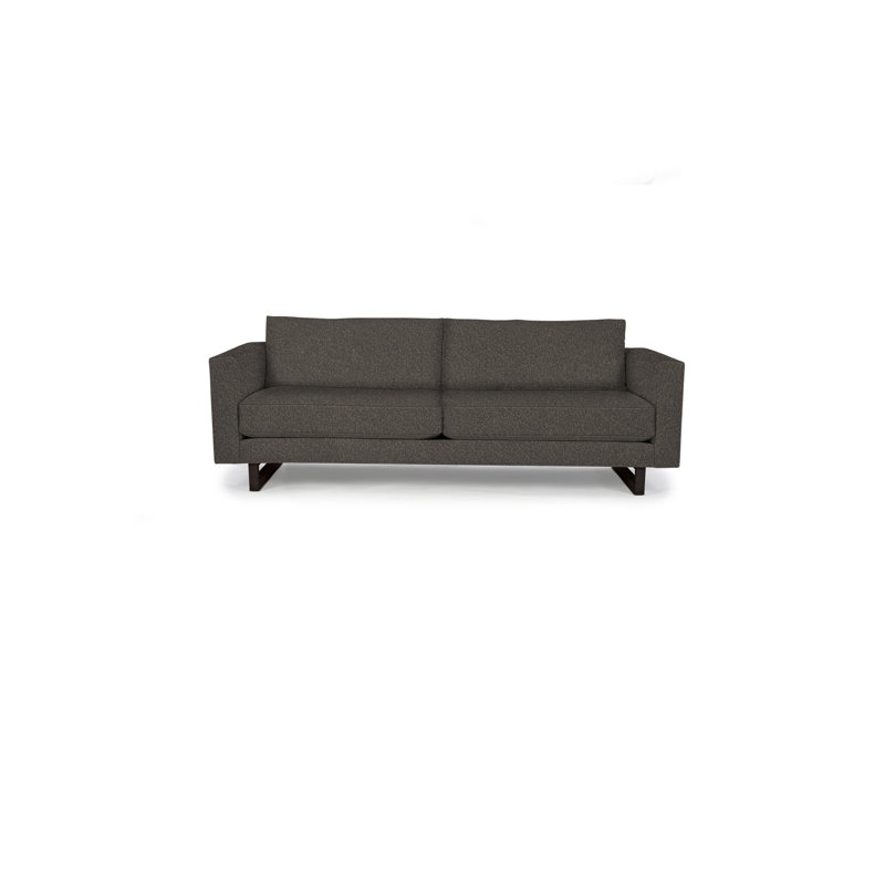 Canapé à accoudoirs carrés de 90 po avec coussins réversibles Avalon, Polyester poivre, Wengé