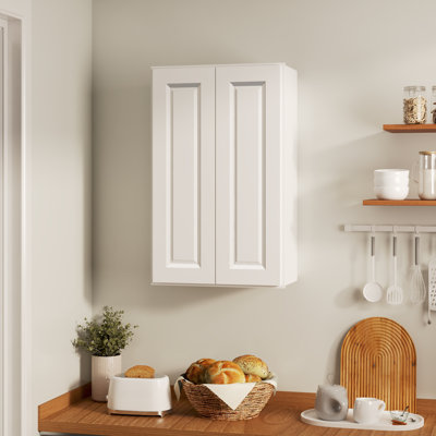 HOMEIBRO Cozy Design 24 W x 12 D x 42 H Ready-to-Assemble Plywood Traditional Standard Wall Cabinet in Traditional White