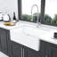 Évier en céramique blanche 30 po - Tablier frontal pour cuve simple réversible de cuisine et design élégant de qualité élégante