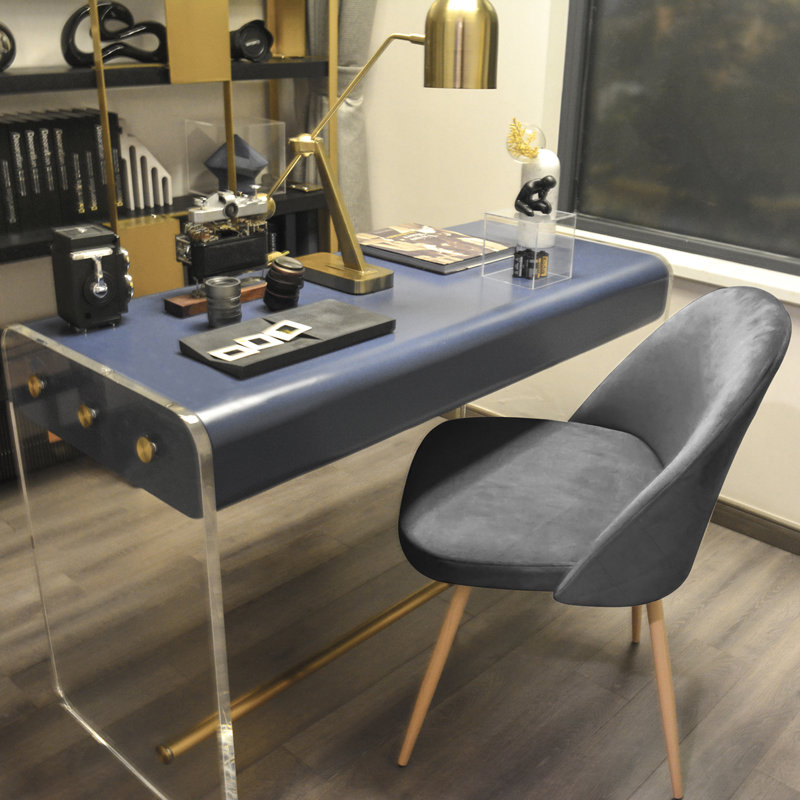 Sweeney 125.1cm H Velvet Upholstered Dining Chair, Dark Gray