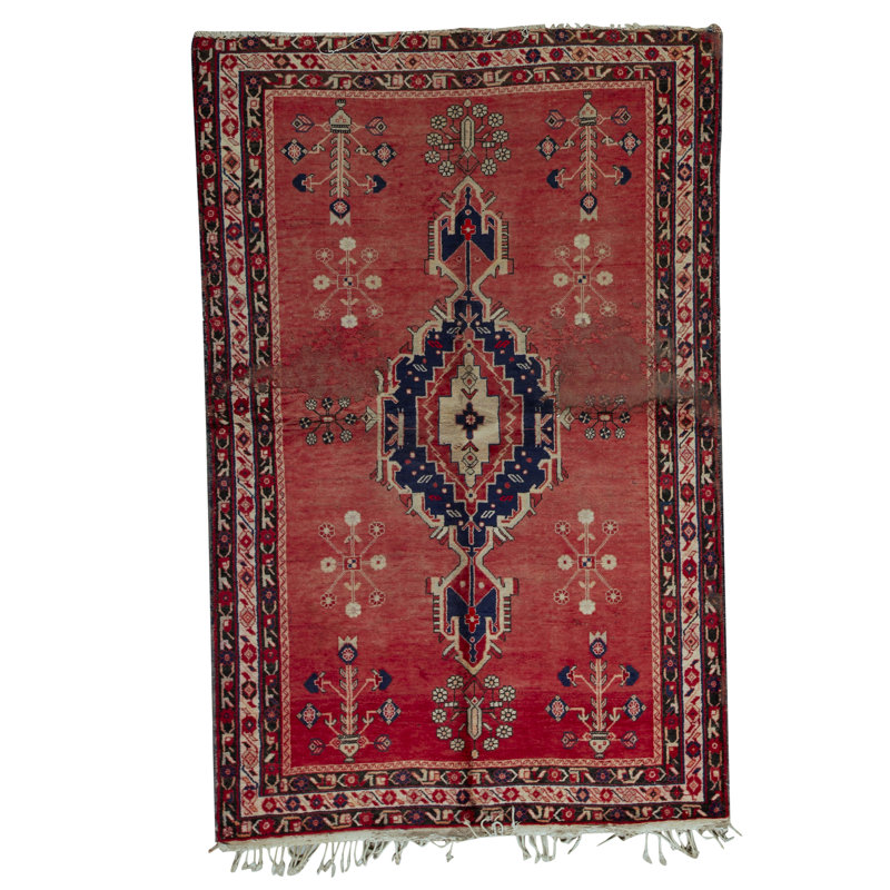 Tapis brun / noir / bleu de haute qualité noué à la main
