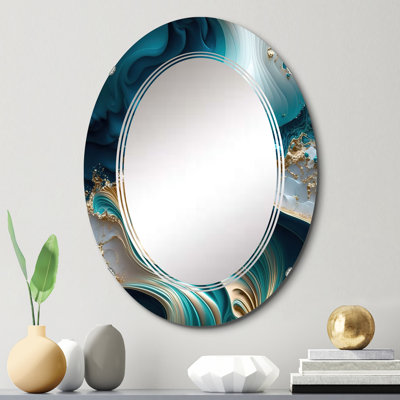 Ozaria Abstract Geode Turquoise III - Miroir mural abstrait en marbre