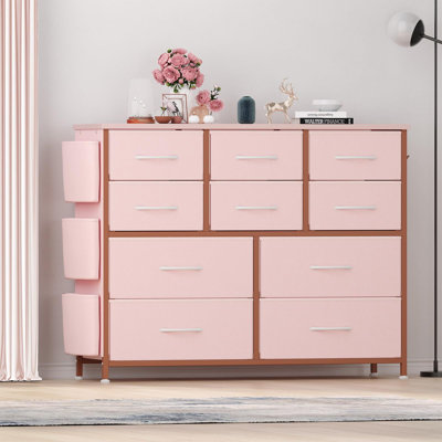Commode 10 tiroirs, commode pour chambre à coucher avec 10 grands tiroirs de rangement en tissu