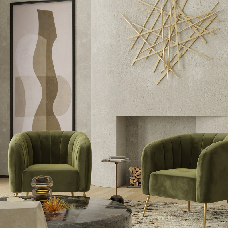 Fauteuil demi-tonneau Samouri, Velours vert