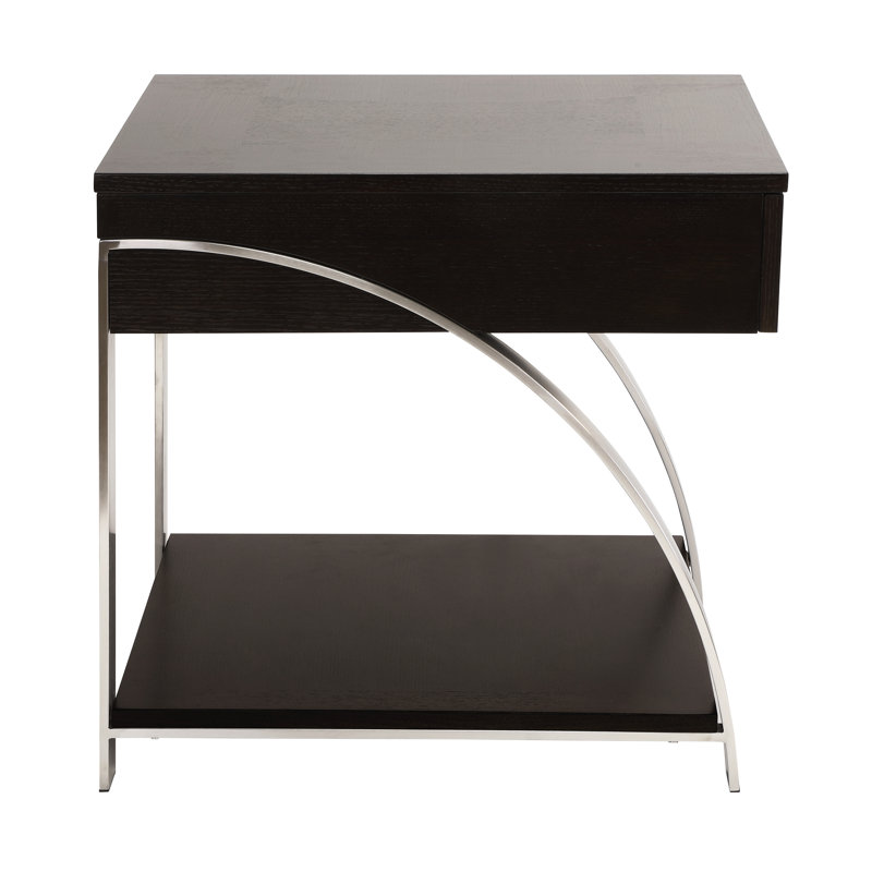 Table d'appoint moderne avec détails en finition et en métal, tablette inférieure de tiroir d'extrémité 1pc pour tiroir de salon, tablette inférieure, décorations