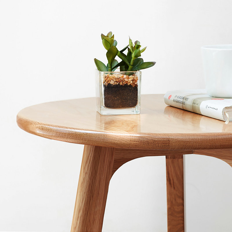 Table de bout en bois massif - 100% chêne naturel pour chambre à coucher, salon et balcon