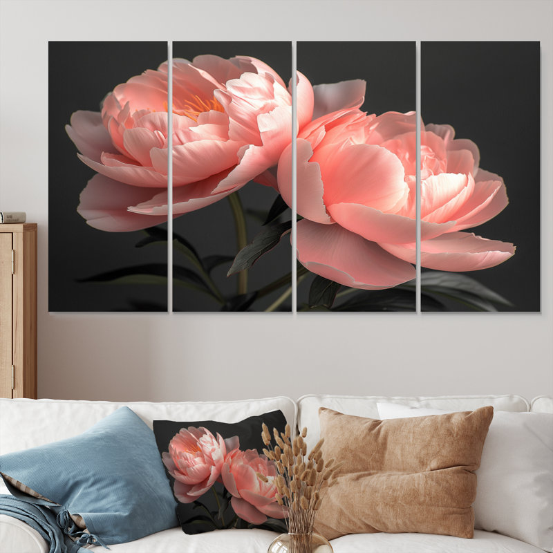 Killoren - ensemble de reproductions d'art pivoines, H 32 po x l 64 po