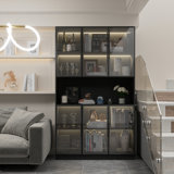 Glennell Lighted China Cabinet With Glass Doors And Shelves