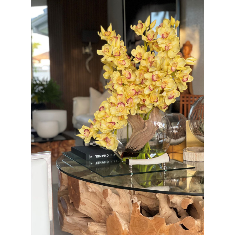 Cymbidiums In Moon Vase, Yellow