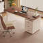Bureau à 3 tiroirs brun noyer + blanc massif + bois manufacturé-1496532283-1496532281