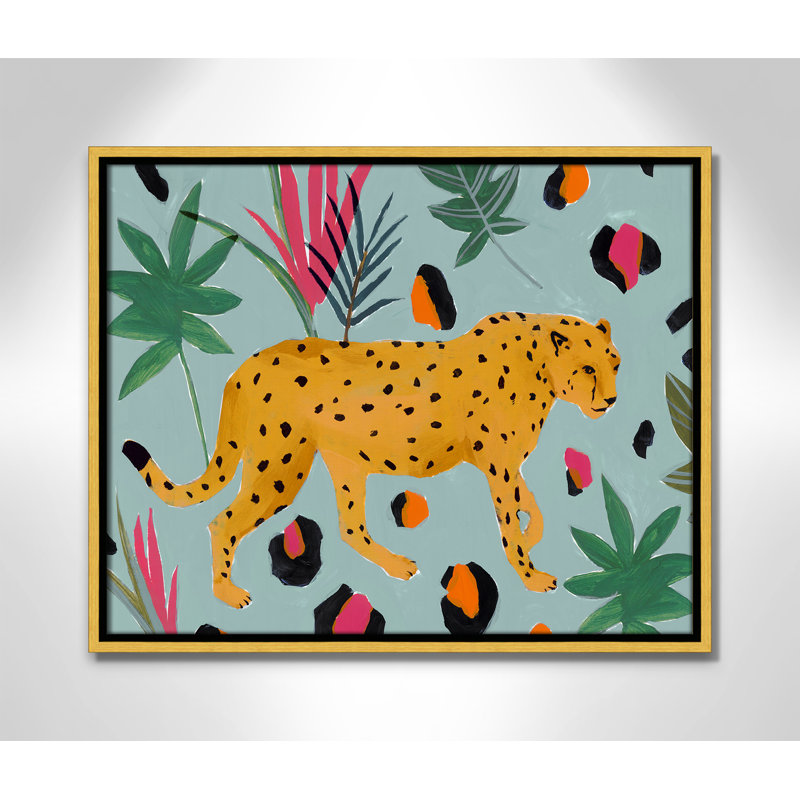 Walking Cheetah II by Isabelle Z, Gold Framed Canvas, 17.5" H x 21.5" W x 2" D