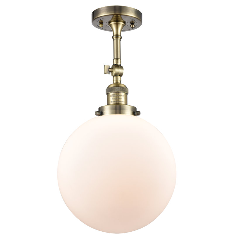 Plafonnier semi-encastré 10 po Zarmayr, Ampoule DEL 6 watts Vinage, Blanc mat, Or satiné