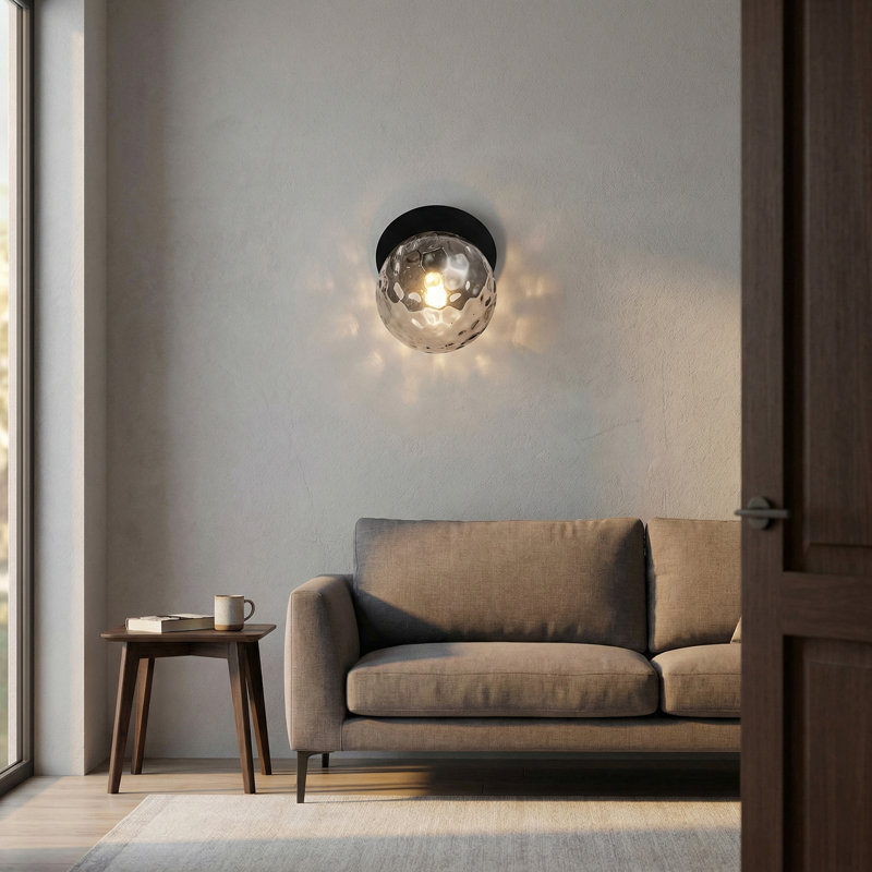 Bronwood Flush Mounted Sconce, White, Matte Black, 6" H x 6" L x 6" W