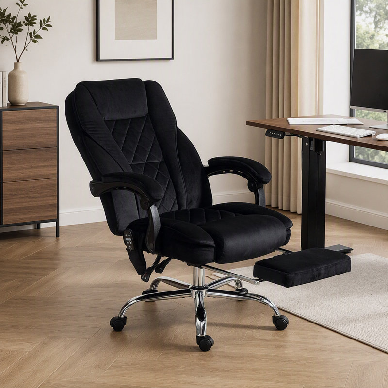 Fauteuil de bureau massant Vinsetto Executive avec siège chauffant, hauteur réglable et repose-pieds rétractable pour un confort optimal