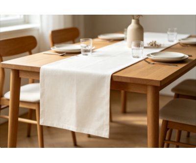 Solid Cotton Blend Plain Weave Table Runner