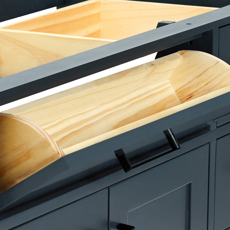 Base de meuble-lavabo simple en bois massif 42 po Osoria, Bleu minuit