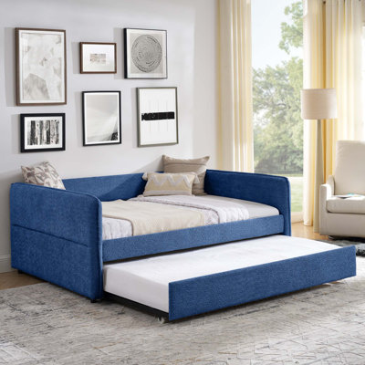 Upholstered Daybed with Pop-up Trundle and Tufted Design