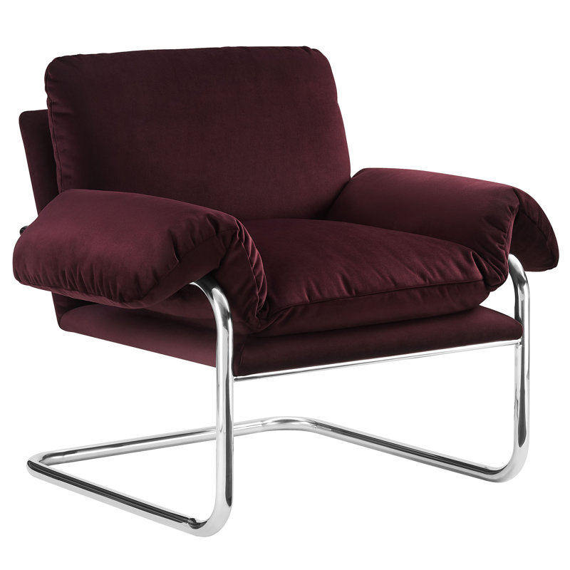 Ansel Performance Velvet Accent Chair, Mulberry