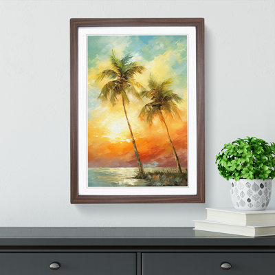 Palm Tree Impressionism - Single Picture Frame Print on Wood