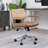 Carli Rattan Genuine Leather Office Chair-805672607