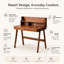 Bureau d'écriture en bois massif avec 2 tiroirs, huche et tablette de rangement inférieure