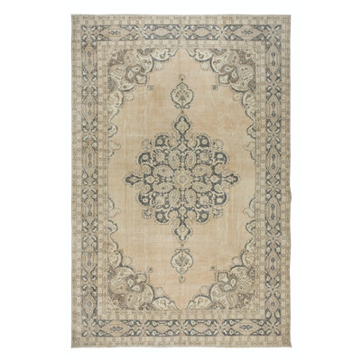 Tapis rétro rétro Oushak, style maison de campagne rustique, tapis fait à la main