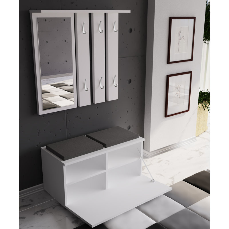 Adoncia Wall 6 - Hook Wall Mounted Coat Rack, White