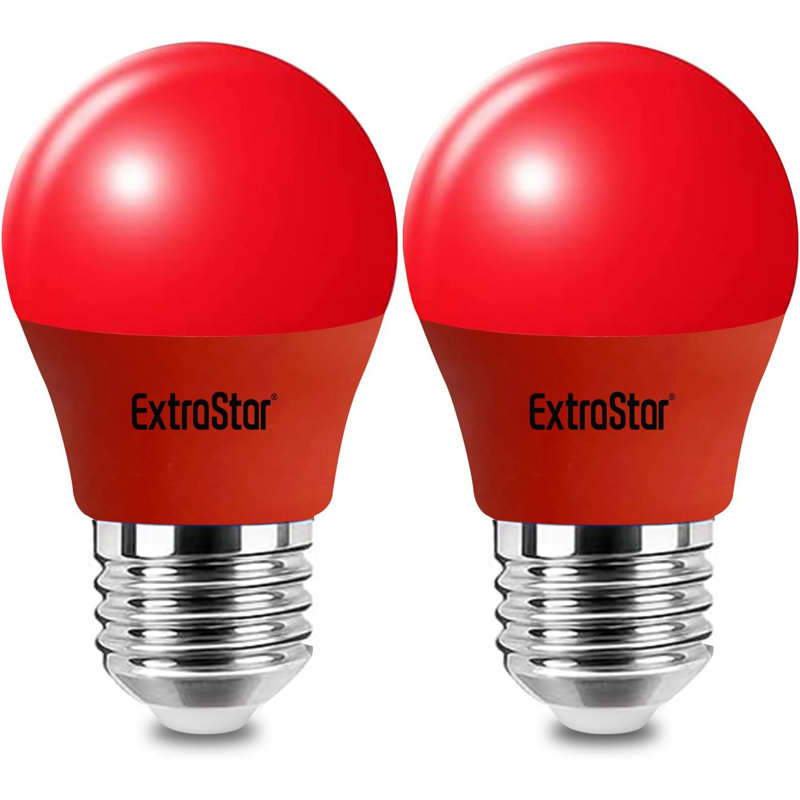 EXTRASTAR E27 LED Light Bulb Red, 4W Edison Screw G45 Bulb, 180° Beam Angle Lightbulbs for Christmas Holiday Party, Non-Dimmable, Pack of 2 [Energy Class E]