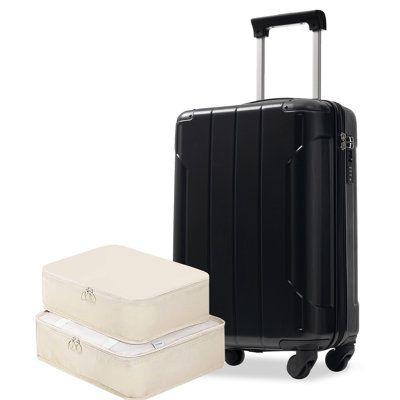 Bagage à main 20 pouces Hardshell, valise légère en ABS durable avec roulettes pivotantes, verrou TSA intégré, 2 cubes de rangement