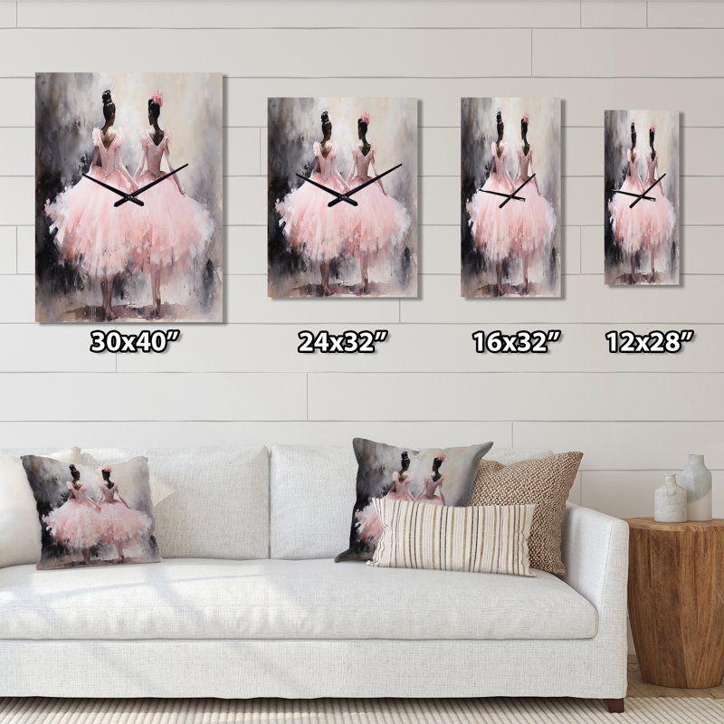 Rose Ballet Dance I - Horloge murale moderne de divertissement, Grand
