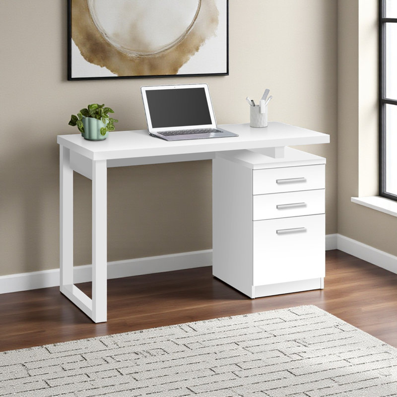 Bureau d'ordinateur blanc avec tiroirs de rangement H 29,78 po x l 47,08 po x P 23,24 po Hayward