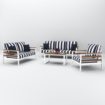 Townsend 4 Person Seating Group With Sunbrella Cushions by Birch Lane