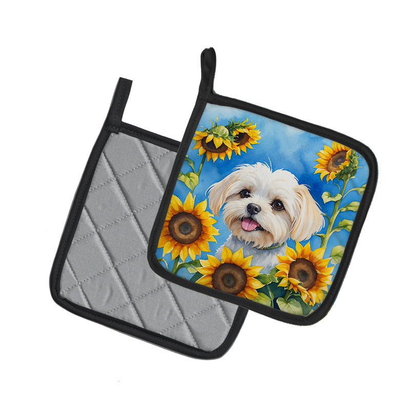 Caroline's Treasures In Sunflowers Floral Polyester Potholder Set