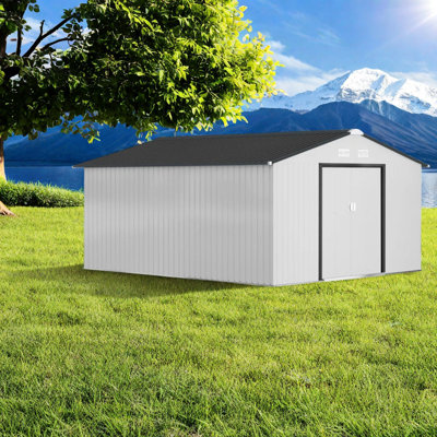 Spacious Storage Sheds, Galvanized Steel Modern Metal Shed For Backyard Home